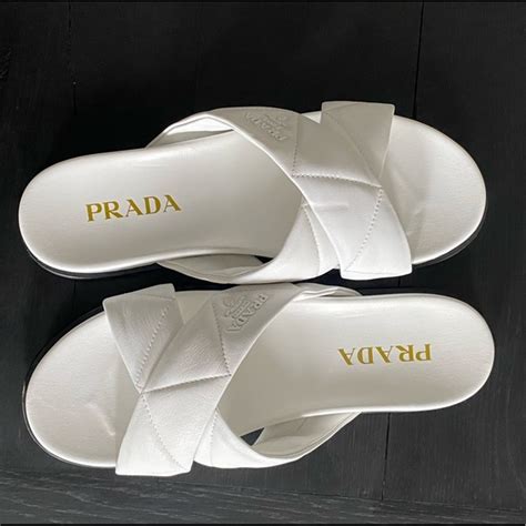 logo cross strap slide sandal prada|Prada sandals sale.